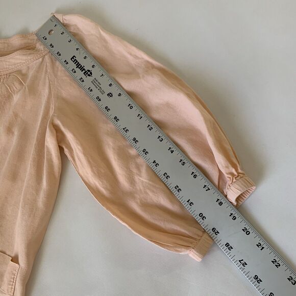 Sandro Shirt Women Large Pink Peach Bow Linen Beach Coastal Lagenlook Breathable - Picture 8 of 8